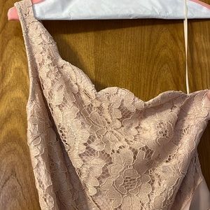 Gorgeous Lace overlay rose colored dress.